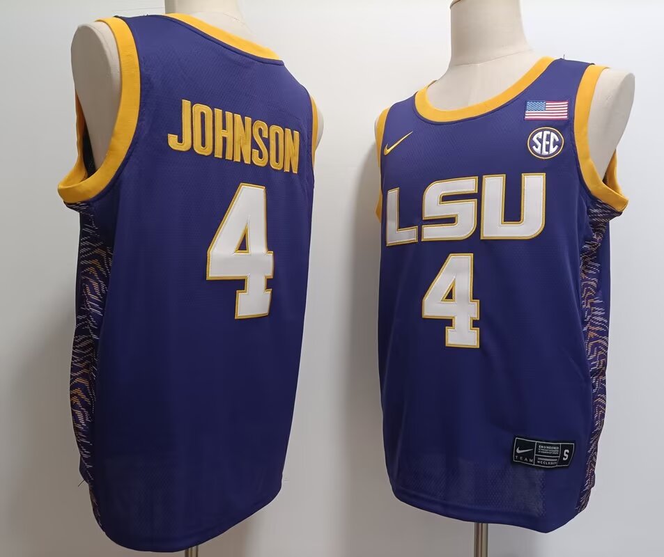 Men LSU Tiger #4 Johnson purple 2024 Nike NCAA jersey